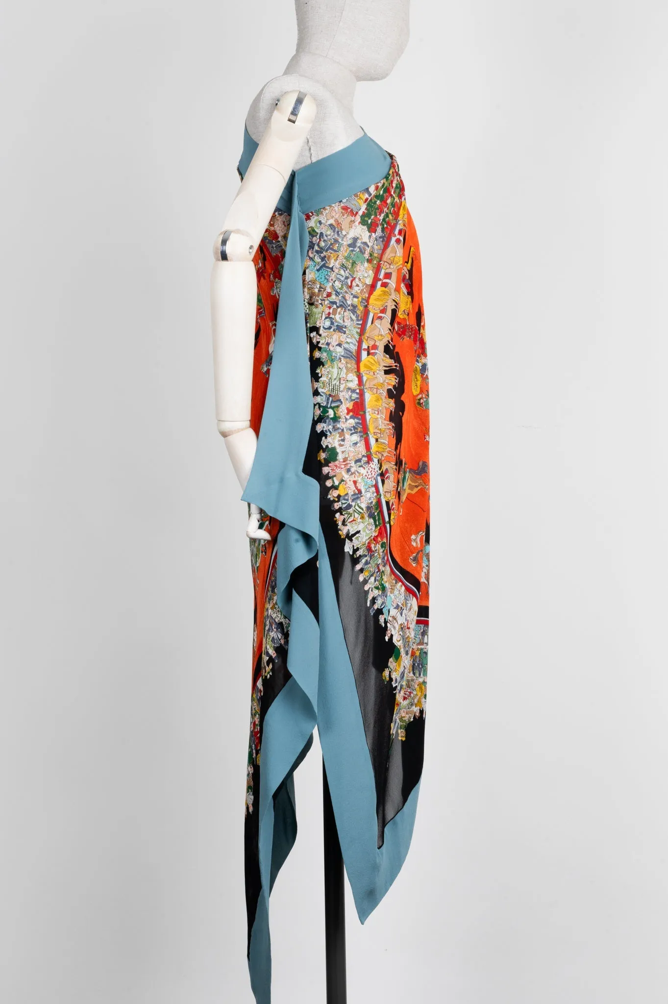 HERM??S One Shoulder Wrap Dress Silk