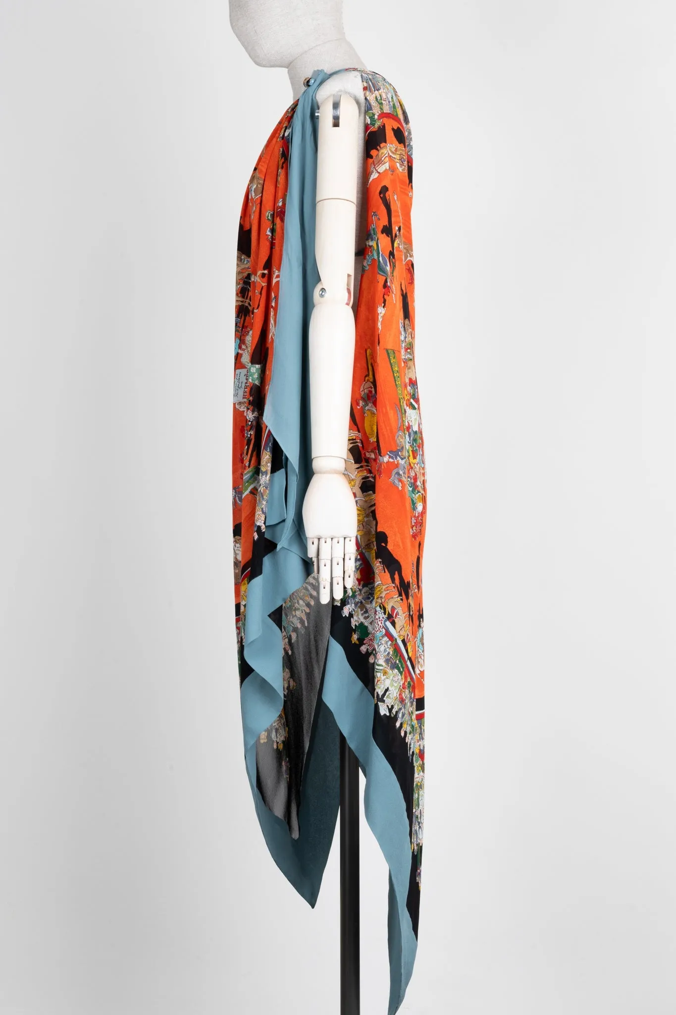 HERM??S One Shoulder Wrap Dress Silk