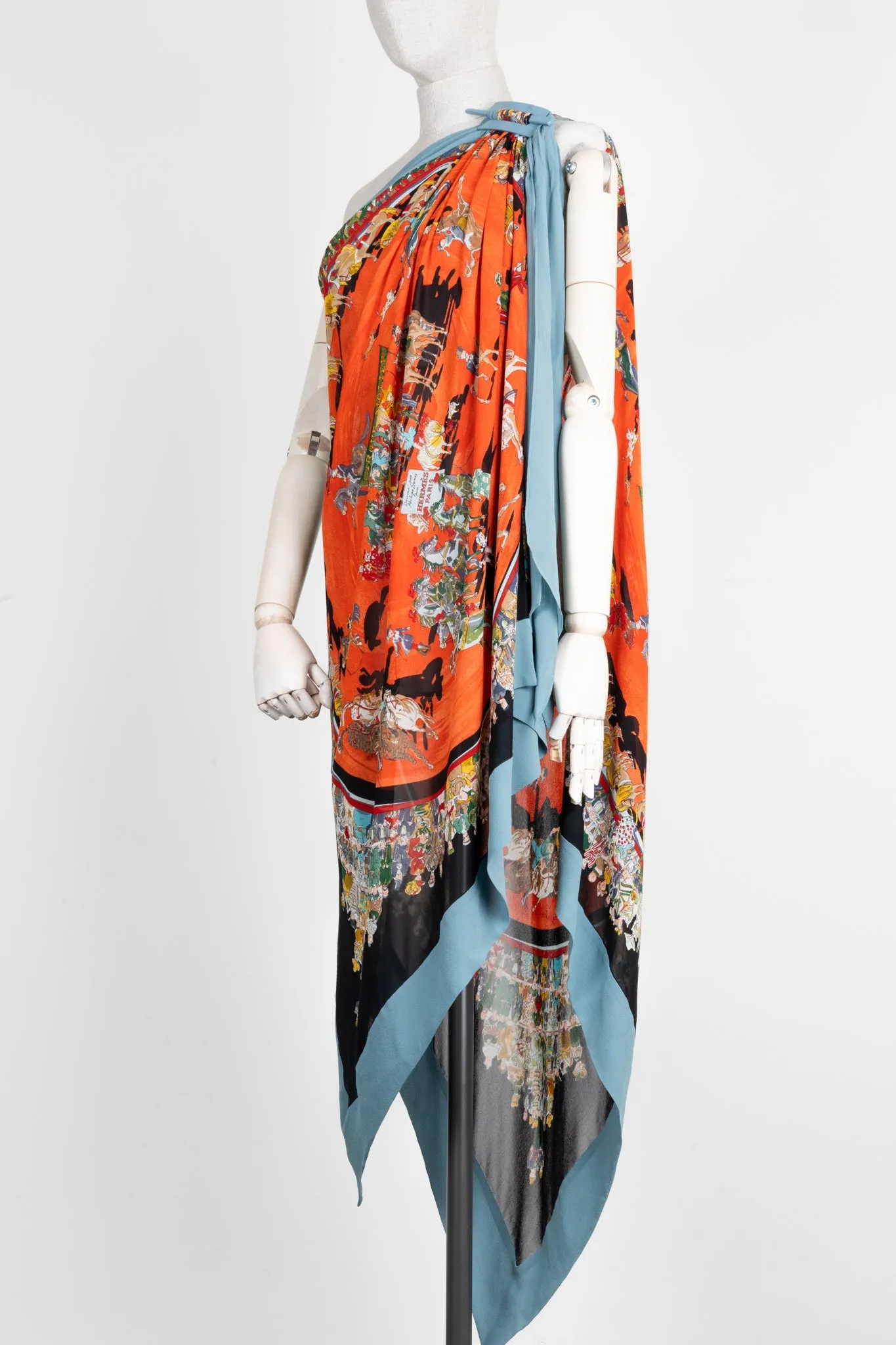 HERM??S One Shoulder Wrap Dress Silk