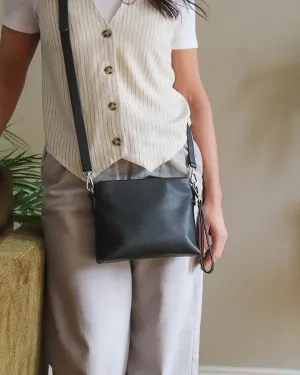 Joni Leather Crossbody - Black