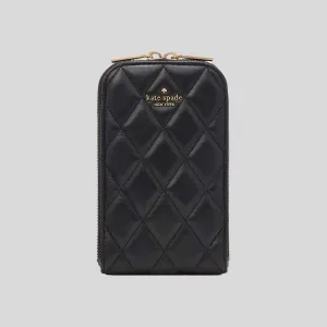 KATE SPADE Carey Quilted North South Phone Crossbody Bag Black KC597
