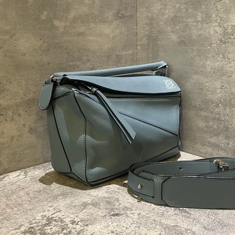 Loewe Puzzle Green Leather Shoulder Bag Medium