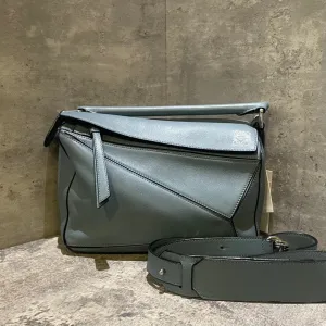 Loewe Puzzle Green Leather Shoulder Bag Medium