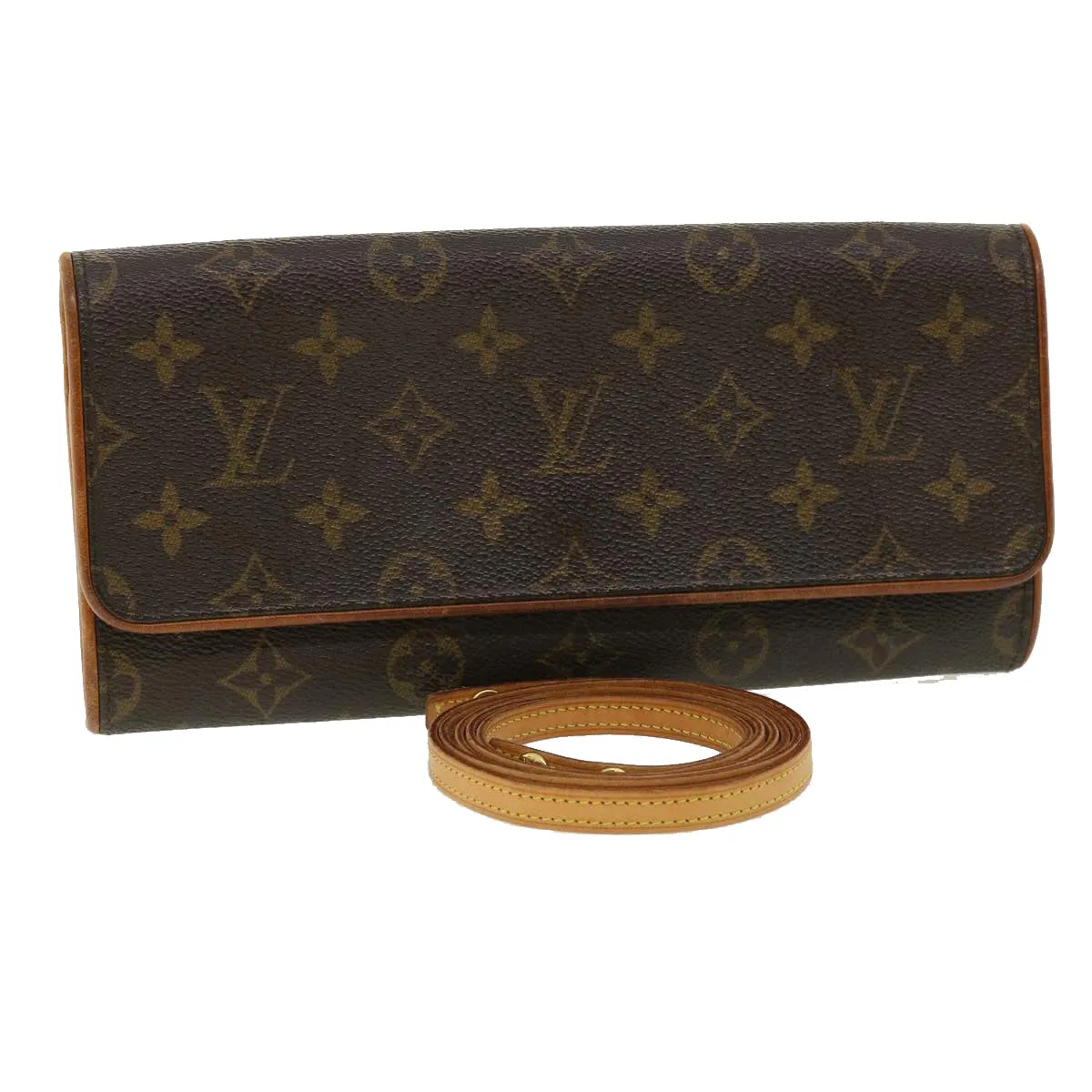 Louis Vuitton Brown Canvas Pochette Twin shoulder bag