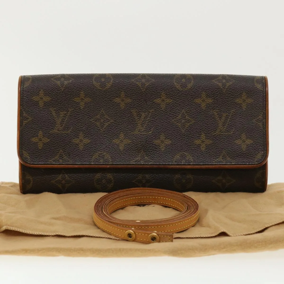 Louis Vuitton Brown Canvas Pochette Twin shoulder bag