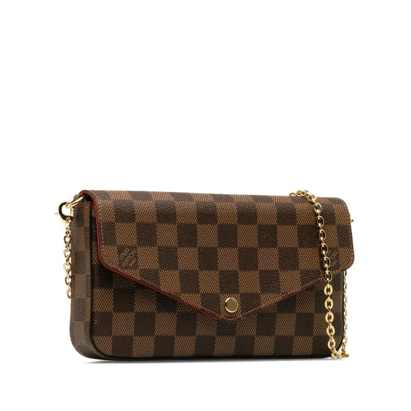 Louis Vuitton Damier Pochette N63032 Shoulder Bag Leather Brown
