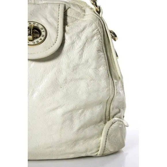 Marc by Marc Jacobs, ivory crinkled patent leather, extra large, satchel style, shoulder purse