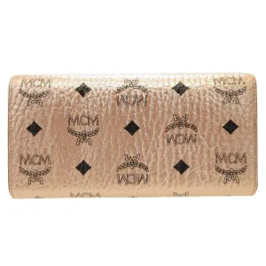 MCM Long Wallet Purse 8APA11 leather Champagne Gold Chain Shoulder Bag Women Used