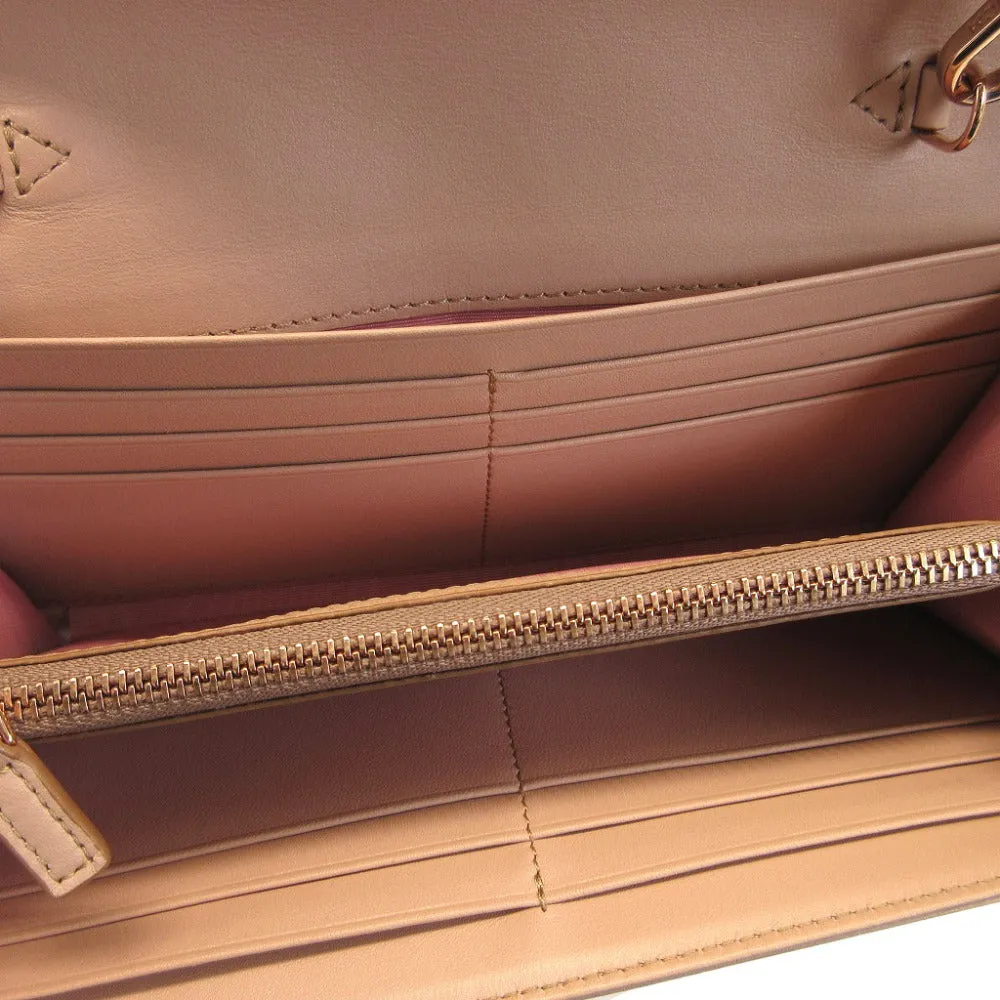 MCM Long Wallet Purse 8APA11 leather Champagne Gold Chain Shoulder Bag Women Used