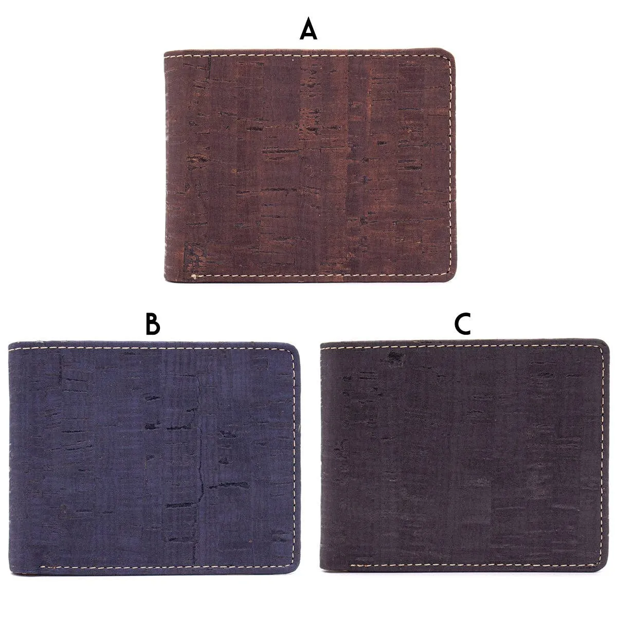 Men's multifunctional cork wallet in classic black and brown with convenient coin pocket (BAG-2006)