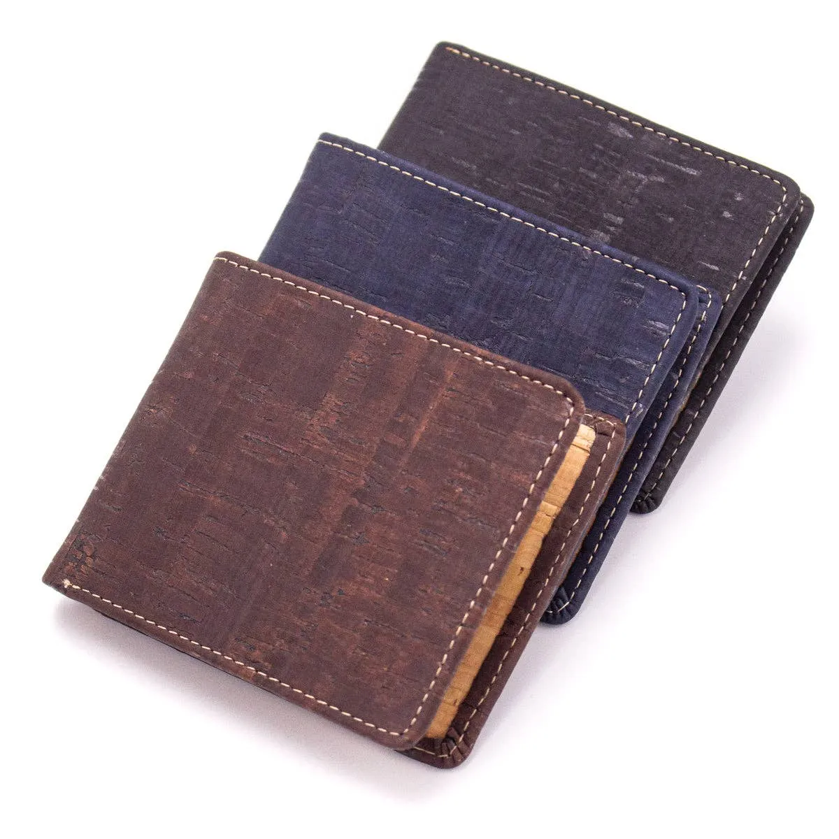 Men's multifunctional cork wallet in classic black and brown with convenient coin pocket (BAG-2006)