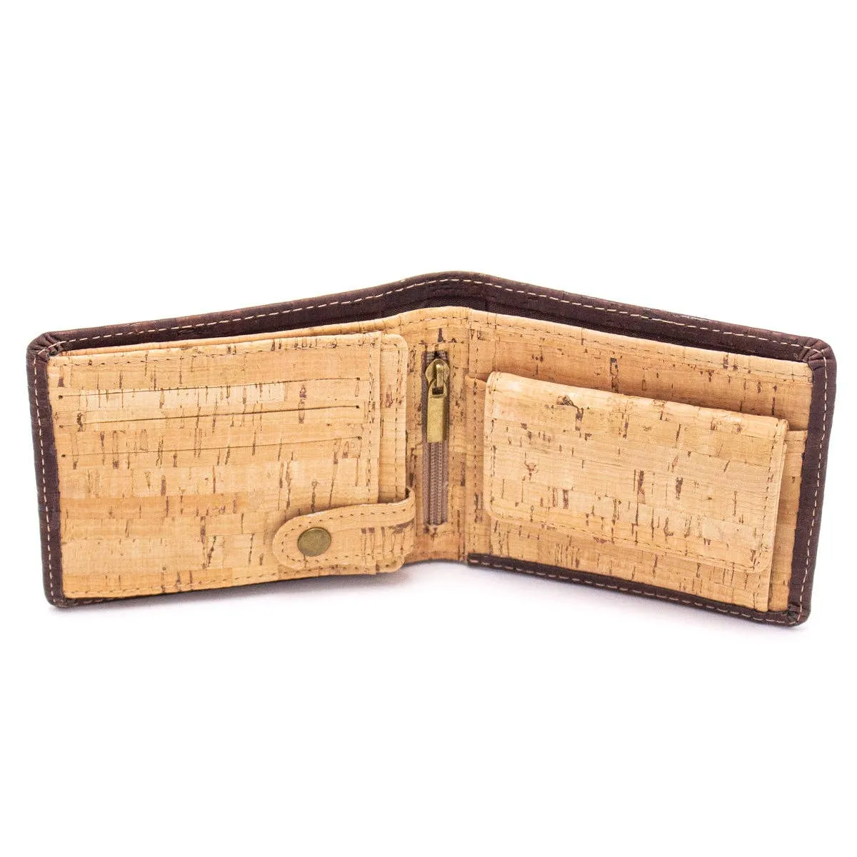 Men's multifunctional cork wallet in classic black and brown with convenient coin pocket (BAG-2006)