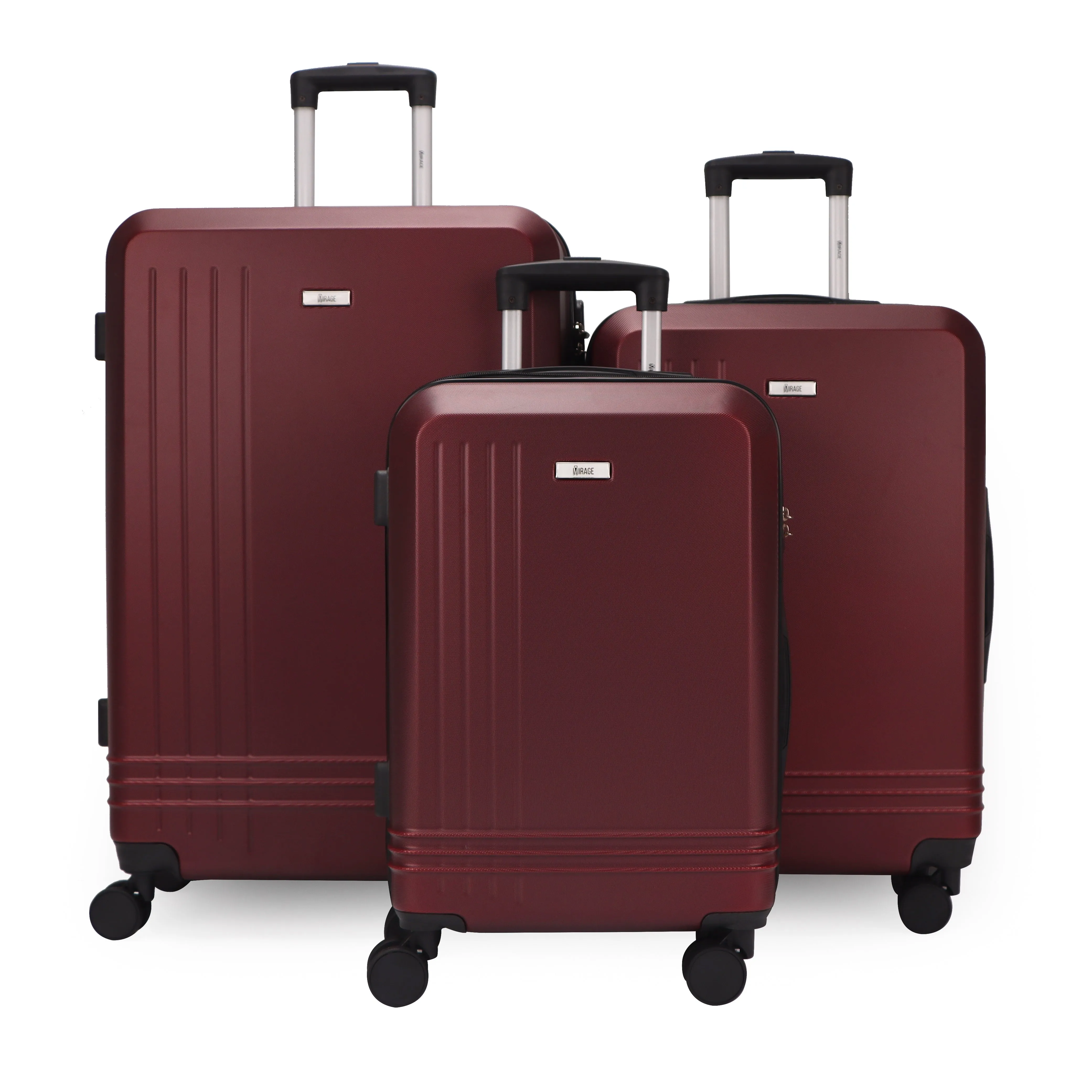 Mirage Alisa Abs Hard Shell Lightweight 360 Dual Spinning Wheels Combo Lock 3 Piece Luggage Set