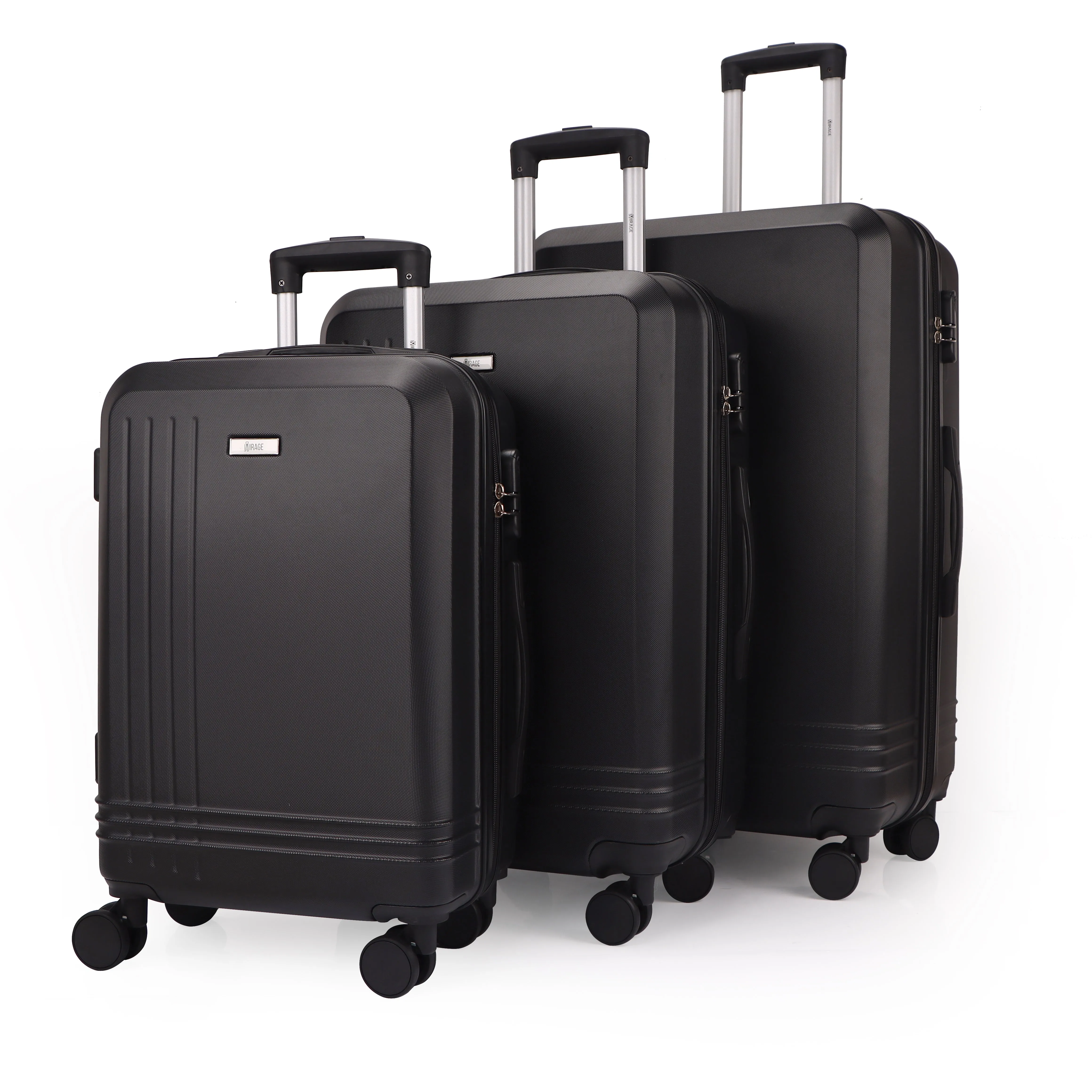 Mirage Alisa Abs Hard Shell Lightweight 360 Dual Spinning Wheels Combo Lock 3 Piece Luggage Set