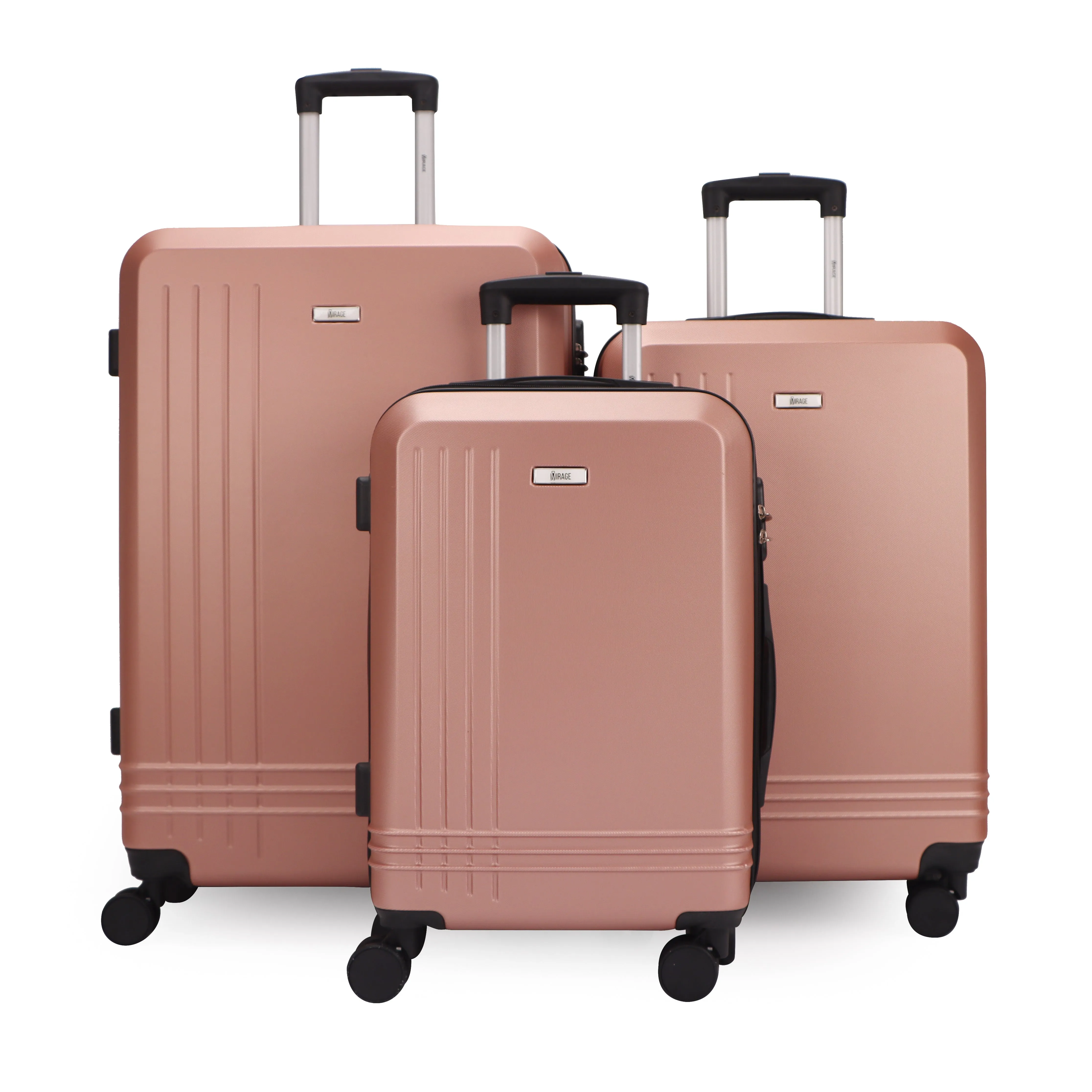 Mirage Alisa Abs Hard Shell Lightweight 360 Dual Spinning Wheels Combo Lock 3 Piece Luggage Set