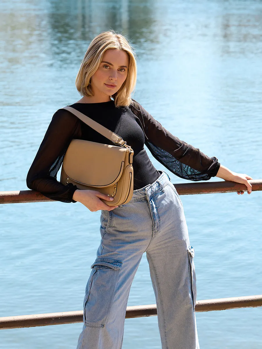 Monet Vegan Grommet Saddle Bag