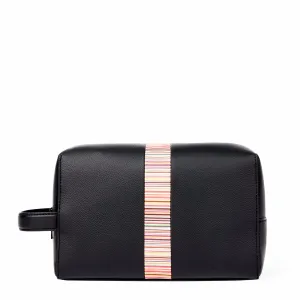 Paul Smith Leather Signature Stripe Wash Bag Black