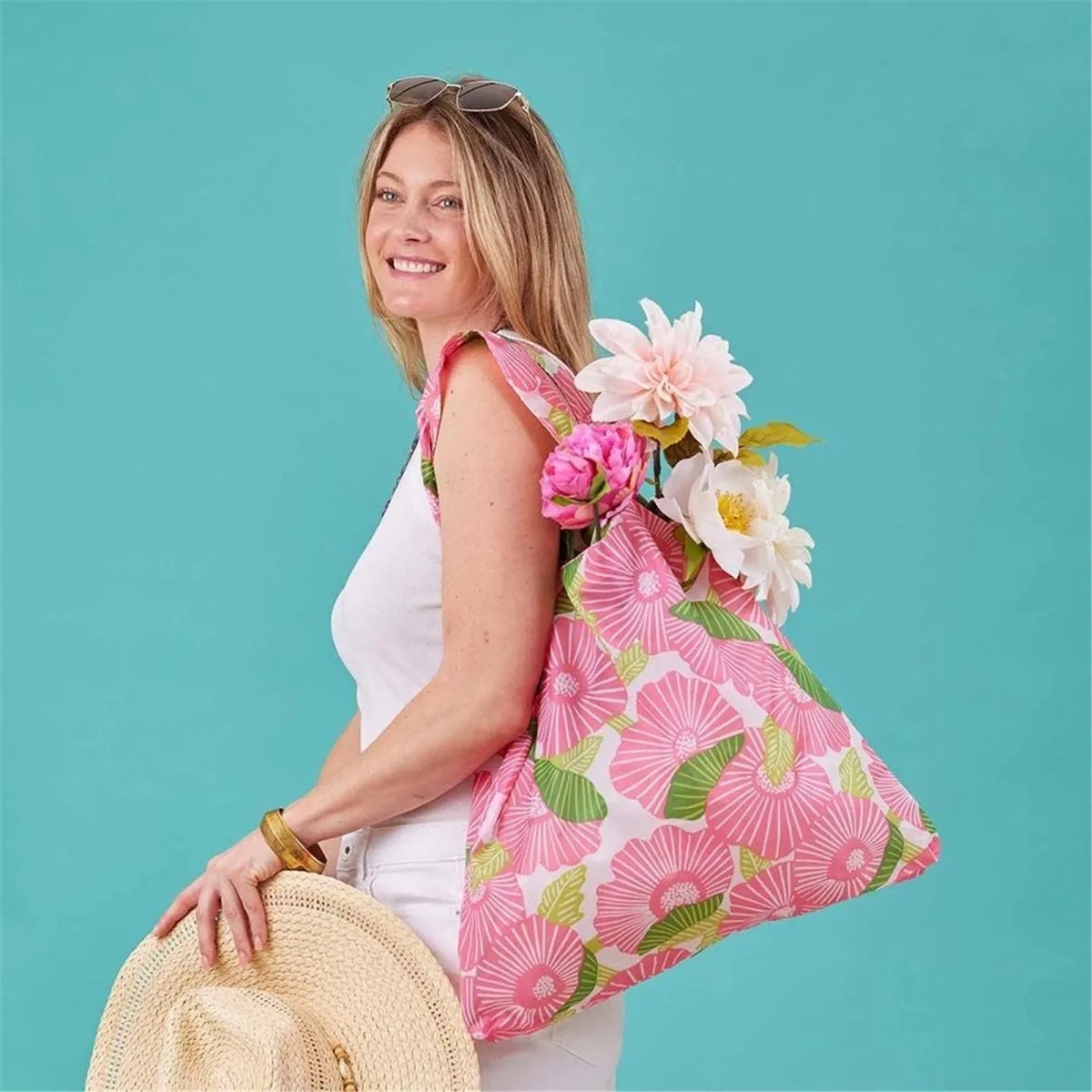 Poppy Papaver blu Reusable Shopping Bag-Machine washable
