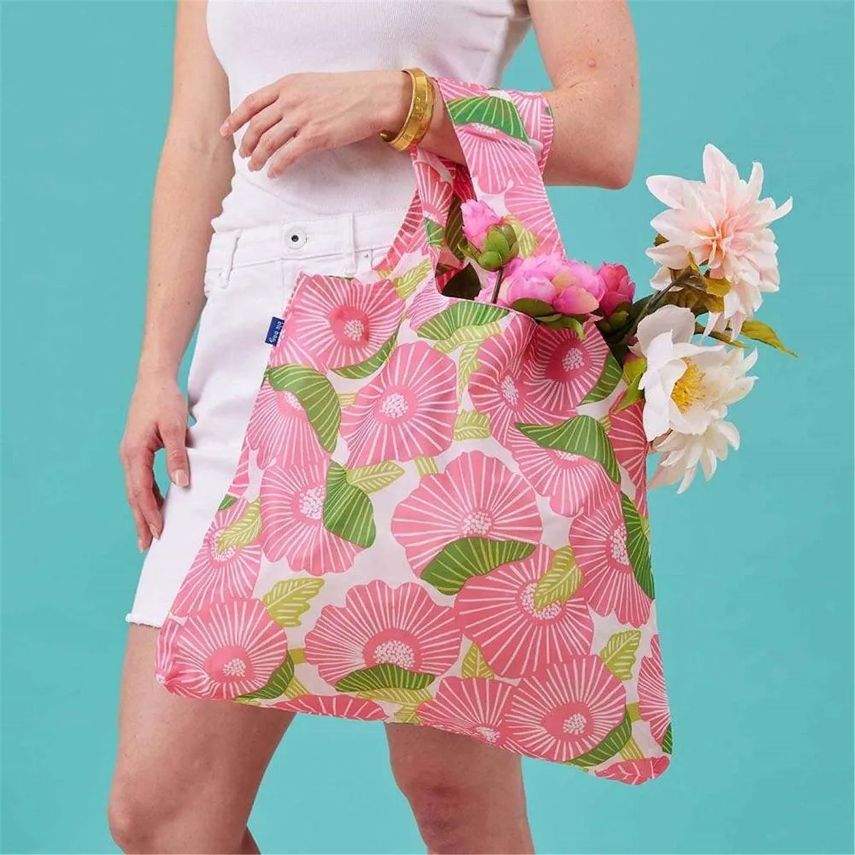 Poppy Papaver blu Reusable Shopping Bag-Machine washable
