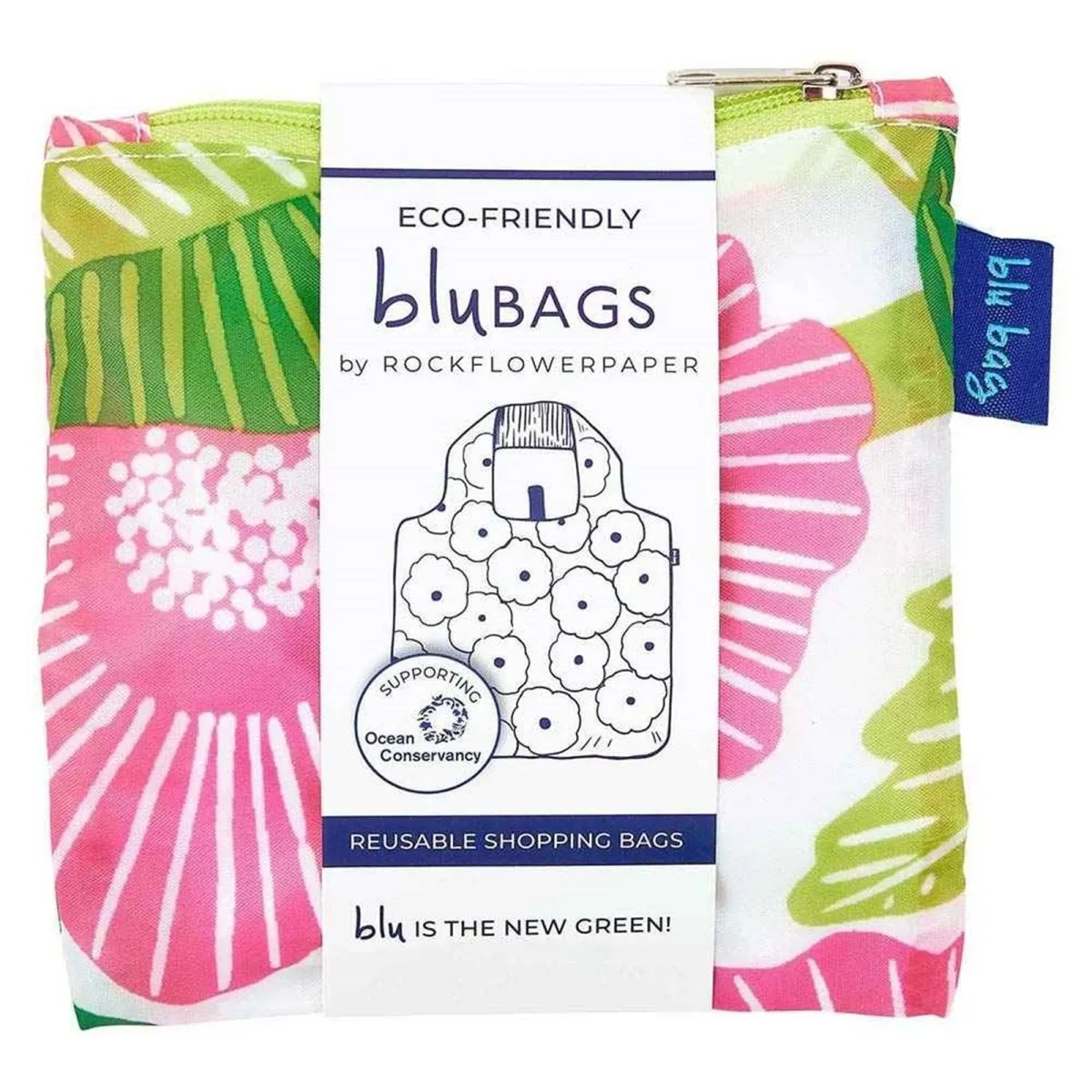 Poppy Papaver blu Reusable Shopping Bag-Machine washable