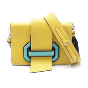 Pre-loved PRADA CITY CALF Shoulder Bag Leather Yellow Black - Condition A