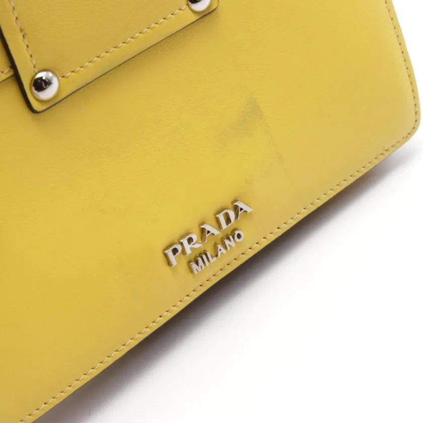 Pre-loved PRADA CITY CALF Shoulder Bag Leather Yellow Black - Condition A