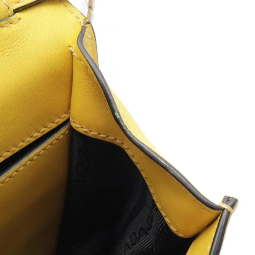 Pre-loved PRADA CITY CALF Shoulder Bag Leather Yellow Black - Condition A