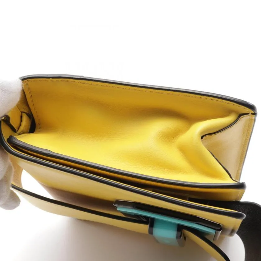 Pre-loved PRADA CITY CALF Shoulder Bag Leather Yellow Black - Condition A