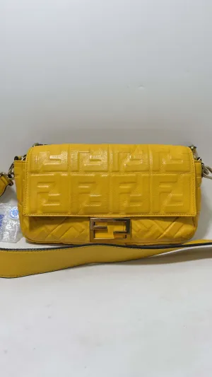 Preloved Fendi Baguette Bag Yellow Leather Shoulder Bag