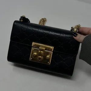 Preloved Gucci GG Marmont Leather Chain Black Shoulder Bag AF632