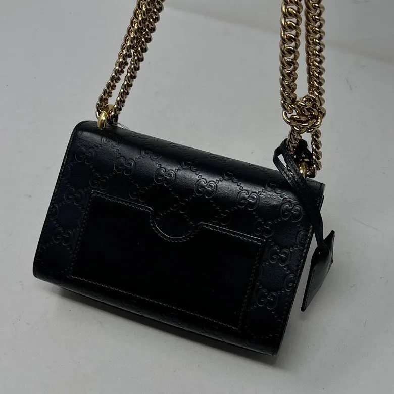 Preloved Gucci GG Marmont Leather Chain Black Shoulder Bag AF632
