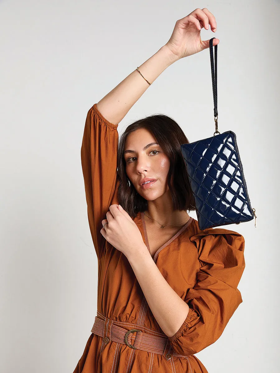 Riley Vegan High Gloss Quilted Crossbody