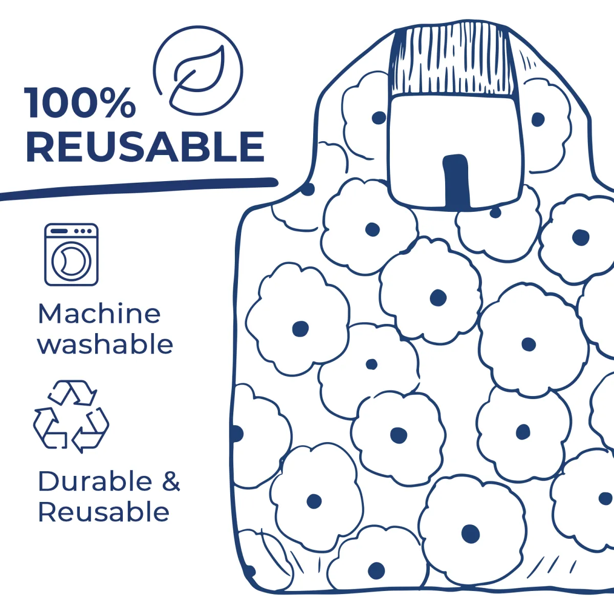 Root Veggies Blue Blu Reusable Shopping Bag - Machine Washable