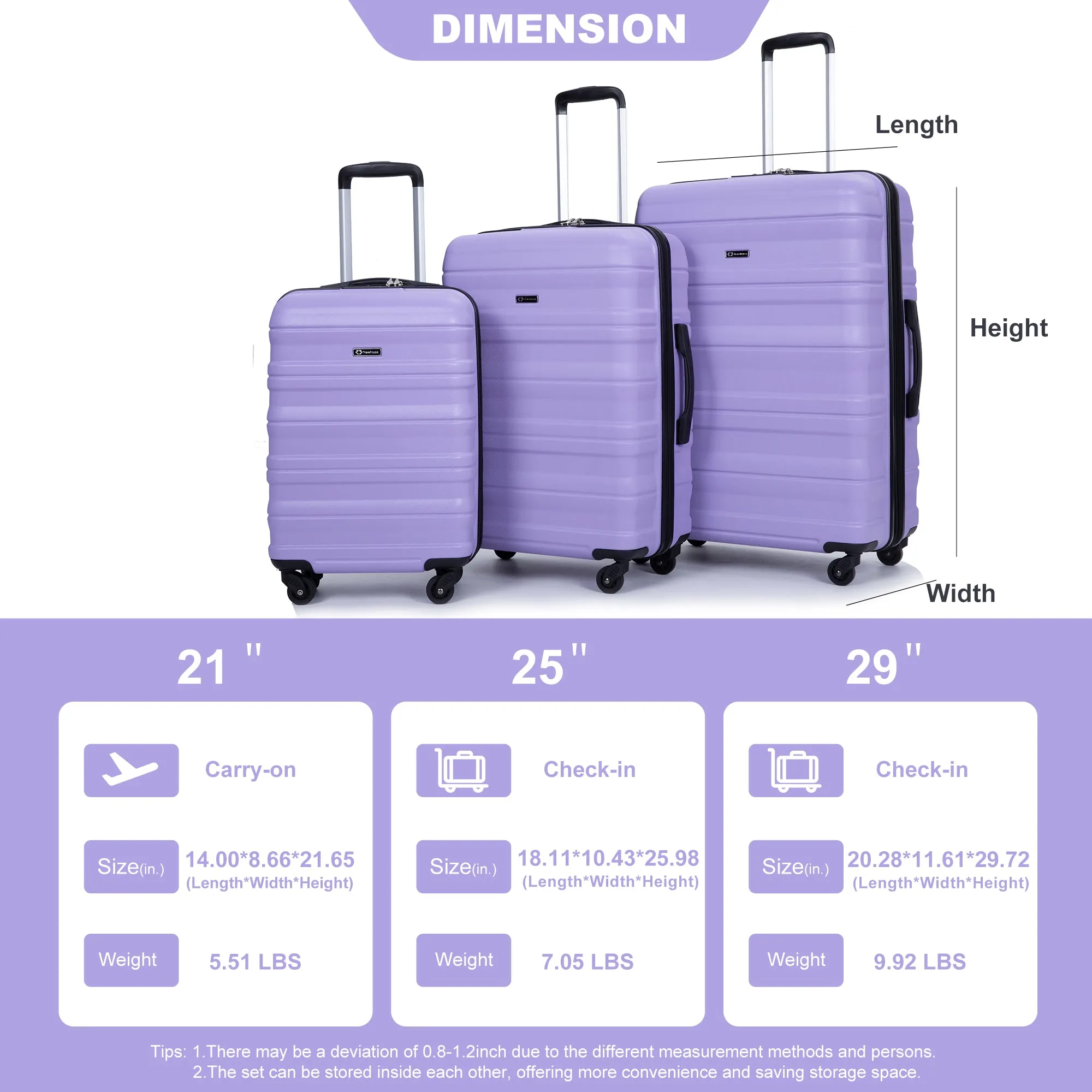 Streamdale Expandable Spinner Luggage with TSA Lock and Hooks