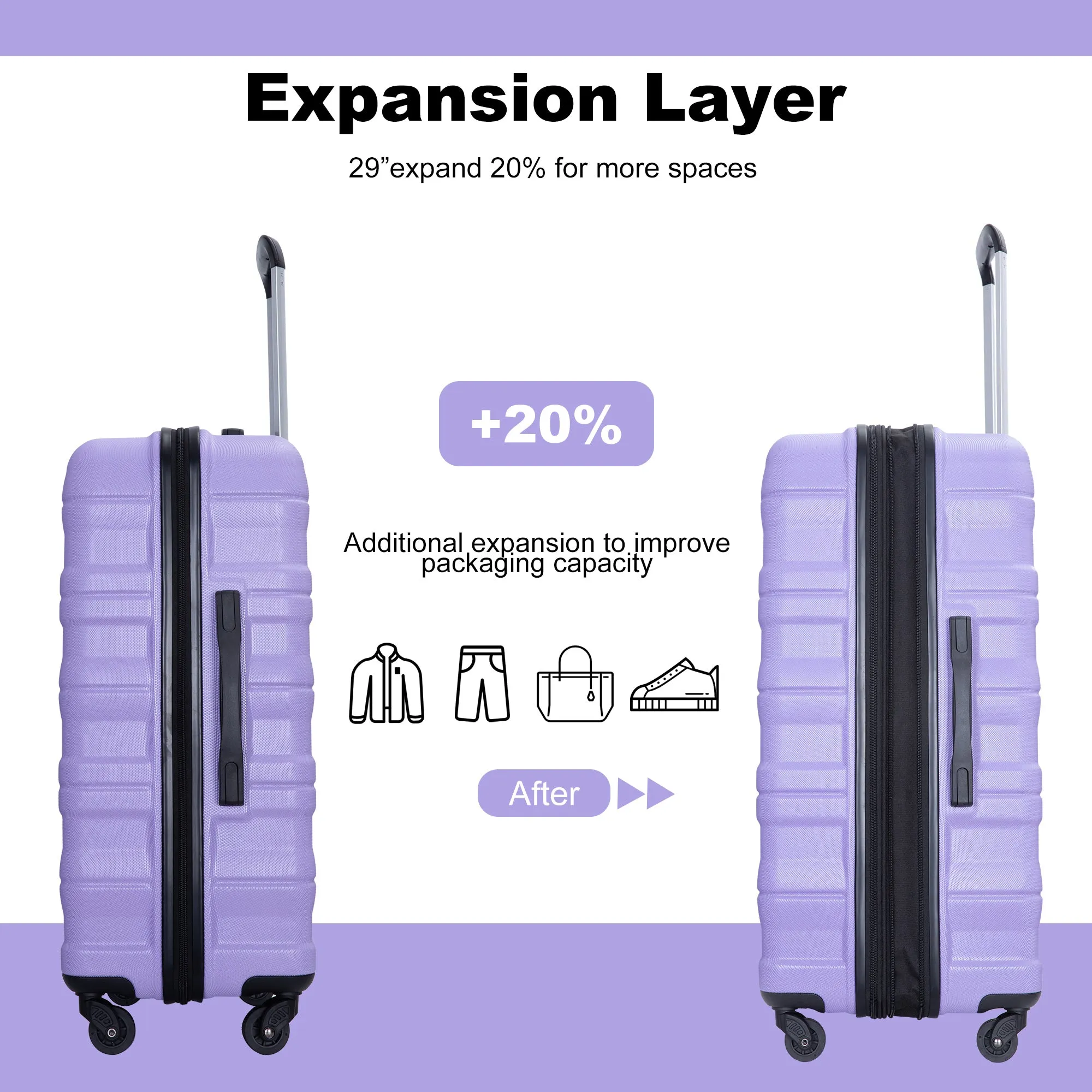 Streamdale Expandable Spinner Luggage with TSA Lock and Hooks