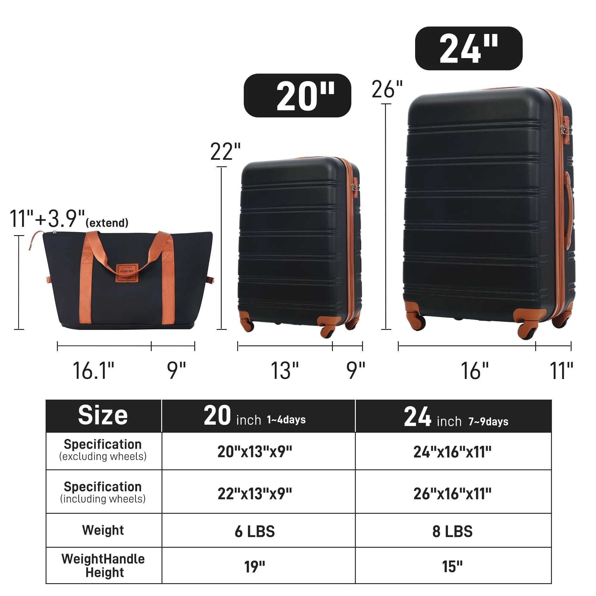 Streamdale Hardshell Luggage Sets 2Pcs   bag Spinner Suitcase with TSA Lock Lightweight 20"   24"