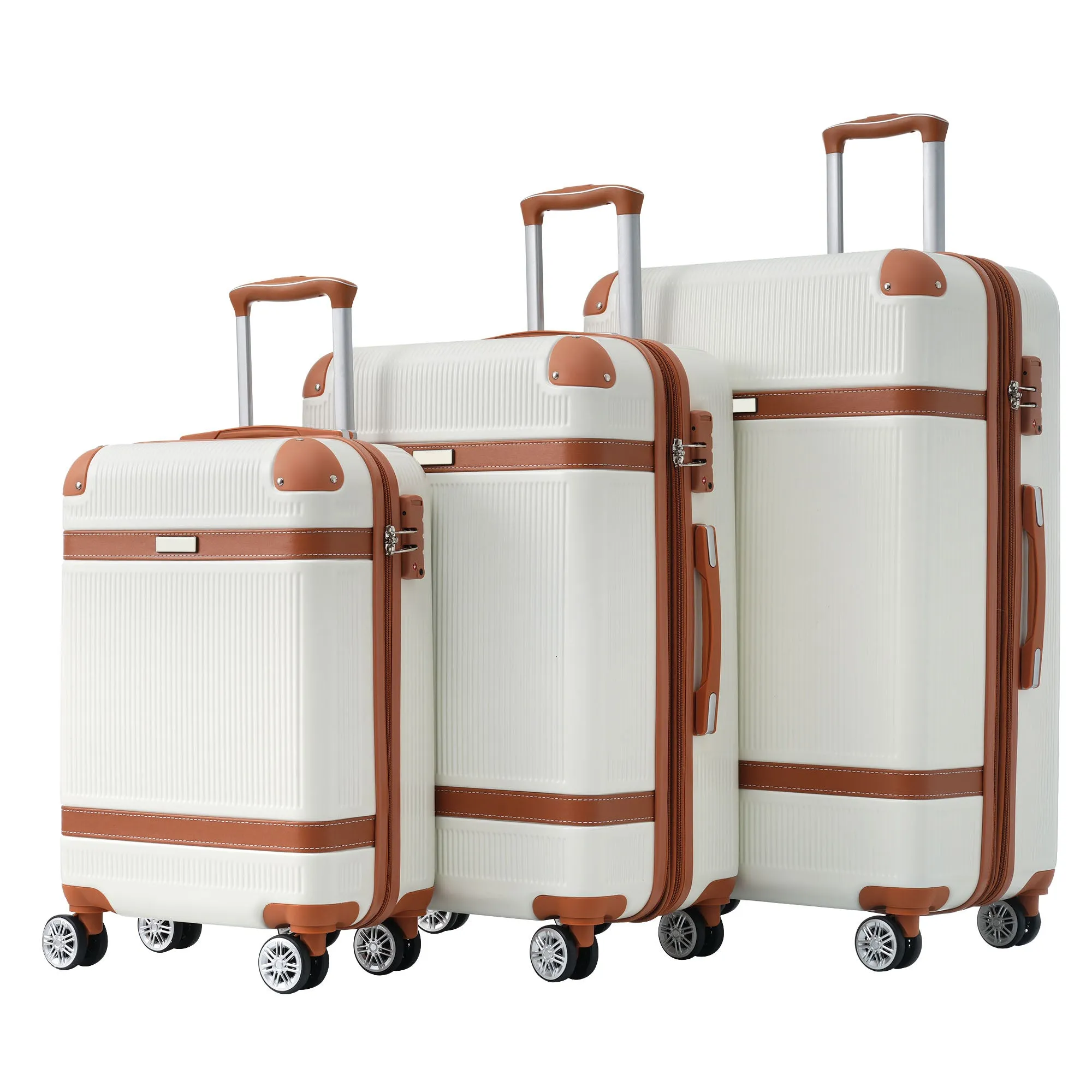 Streamdale Hardshell Luggage Sets 3 Piece double spinner 8 wheels Suitcase with TSA Lock Lightweight 20" 24" 28"