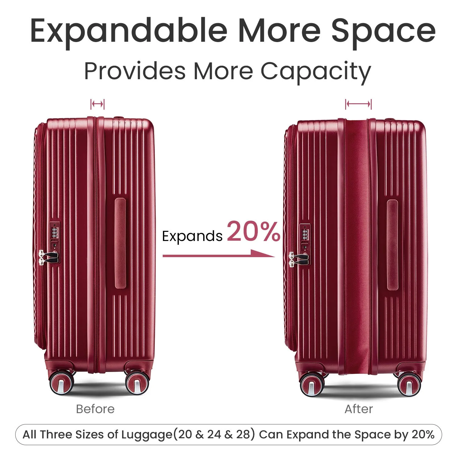Streamdale Luggage Sets 3 Piece(20/24/28)