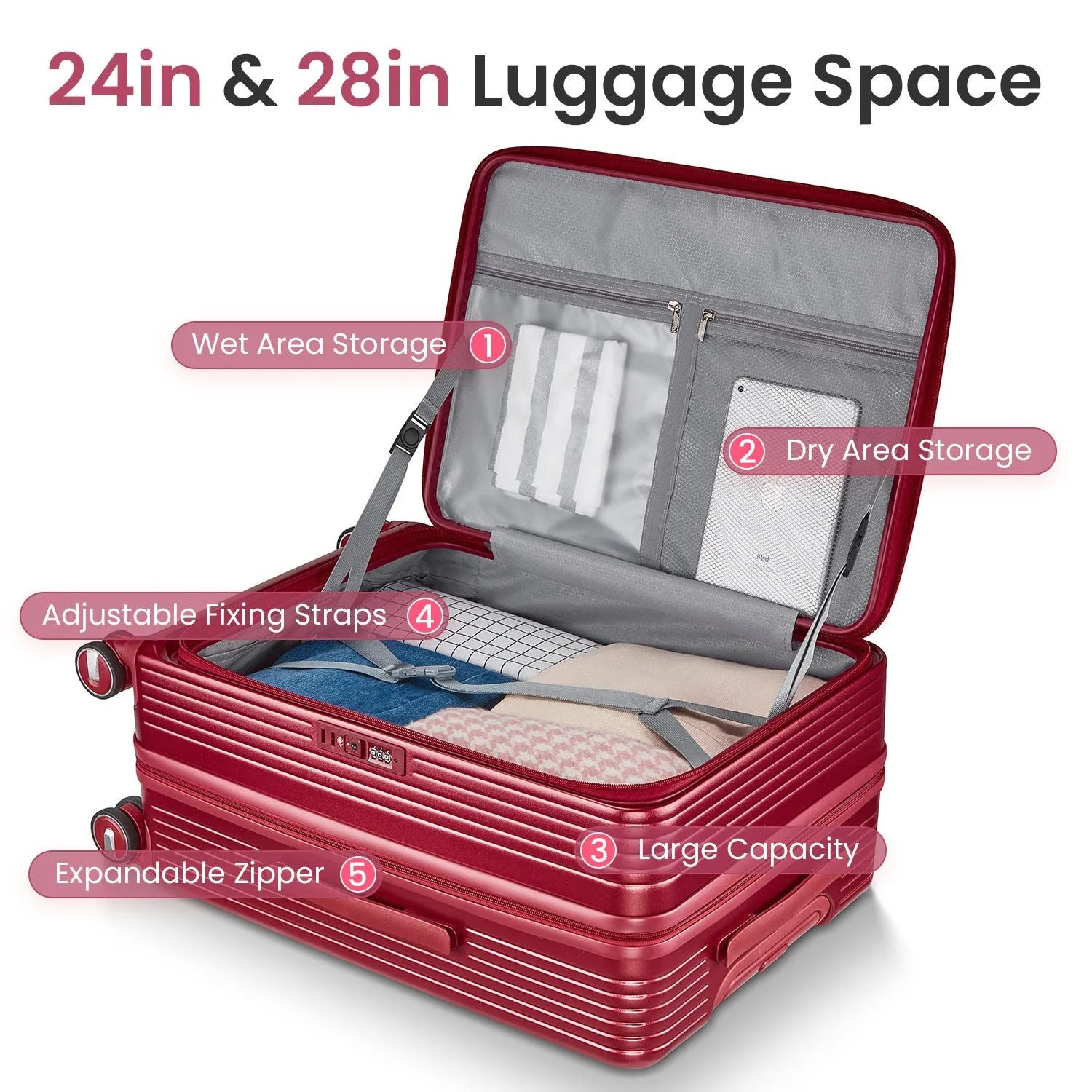 Streamdale Luggage Sets 3 Piece(20/24/28)