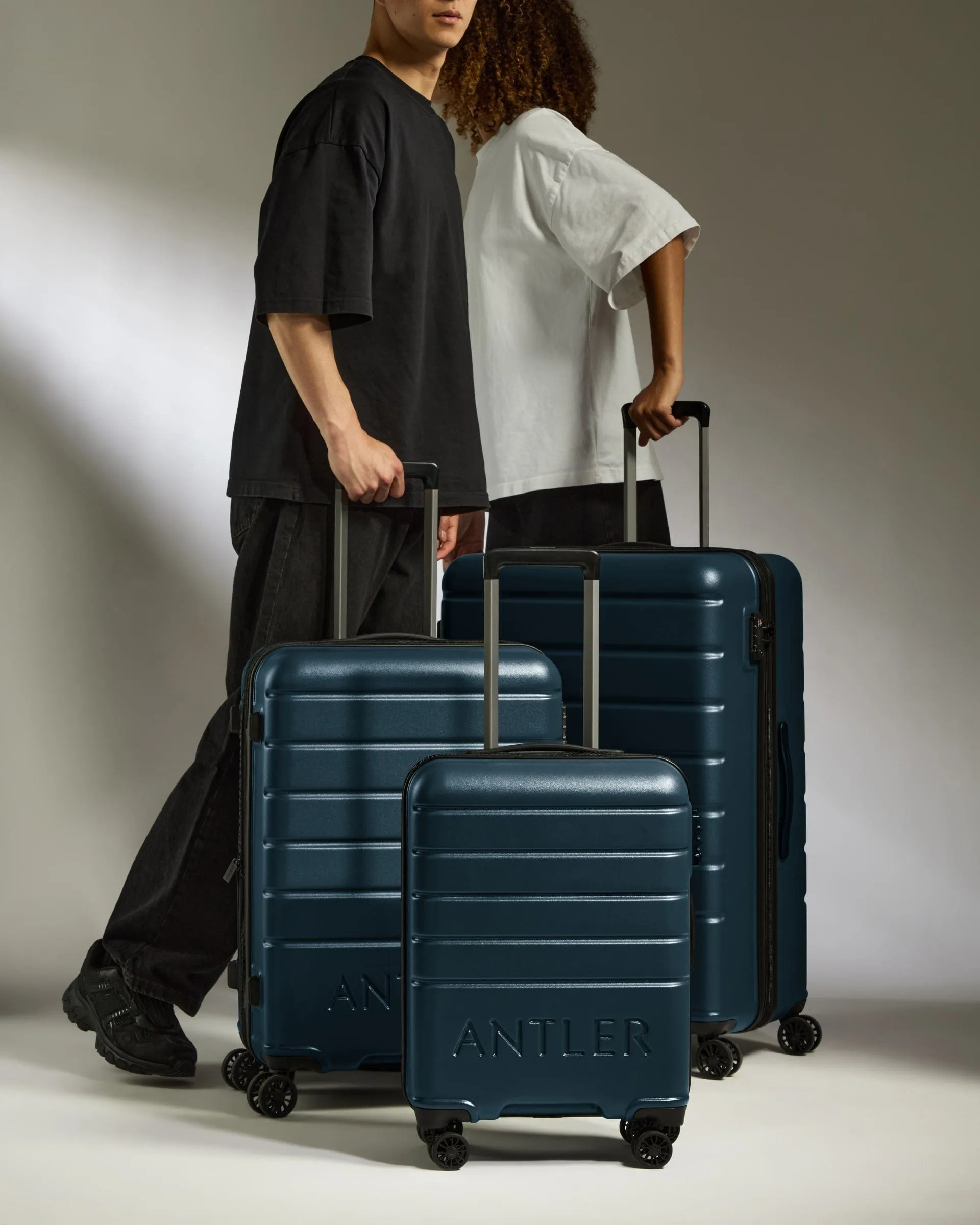 Suitcase Set in Mid Blue - Logo