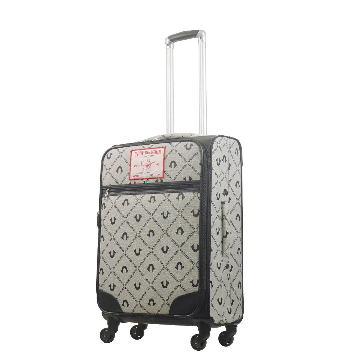 True Religion Grey 27" Soft Sided Logo Monogram Spinner Luggage