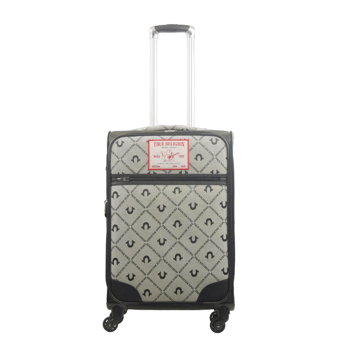 True Religion Grey 27" Soft Sided Logo Monogram Spinner Luggage