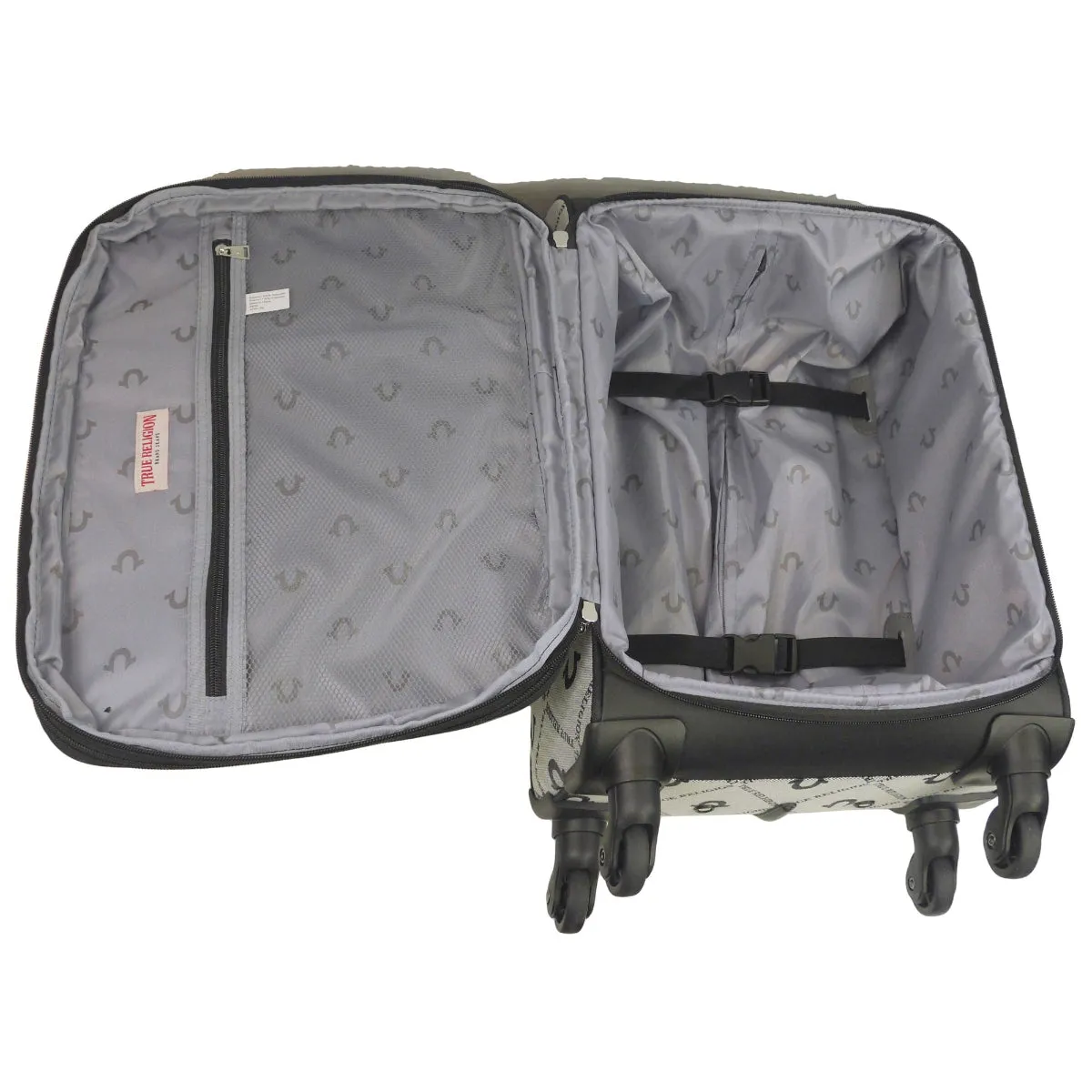 True Religion Grey 27" Soft Sided Logo Monogram Spinner Luggage