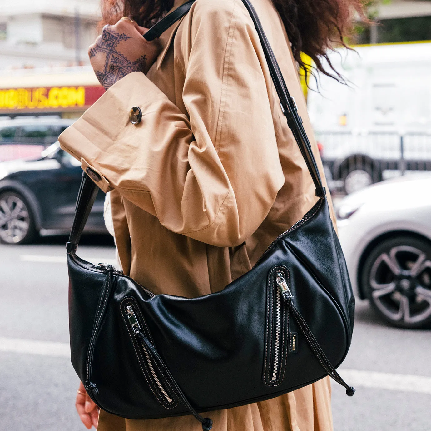 Ursula V11 2-Way Drape Hobo / Crossbody Bag - Cream Beige