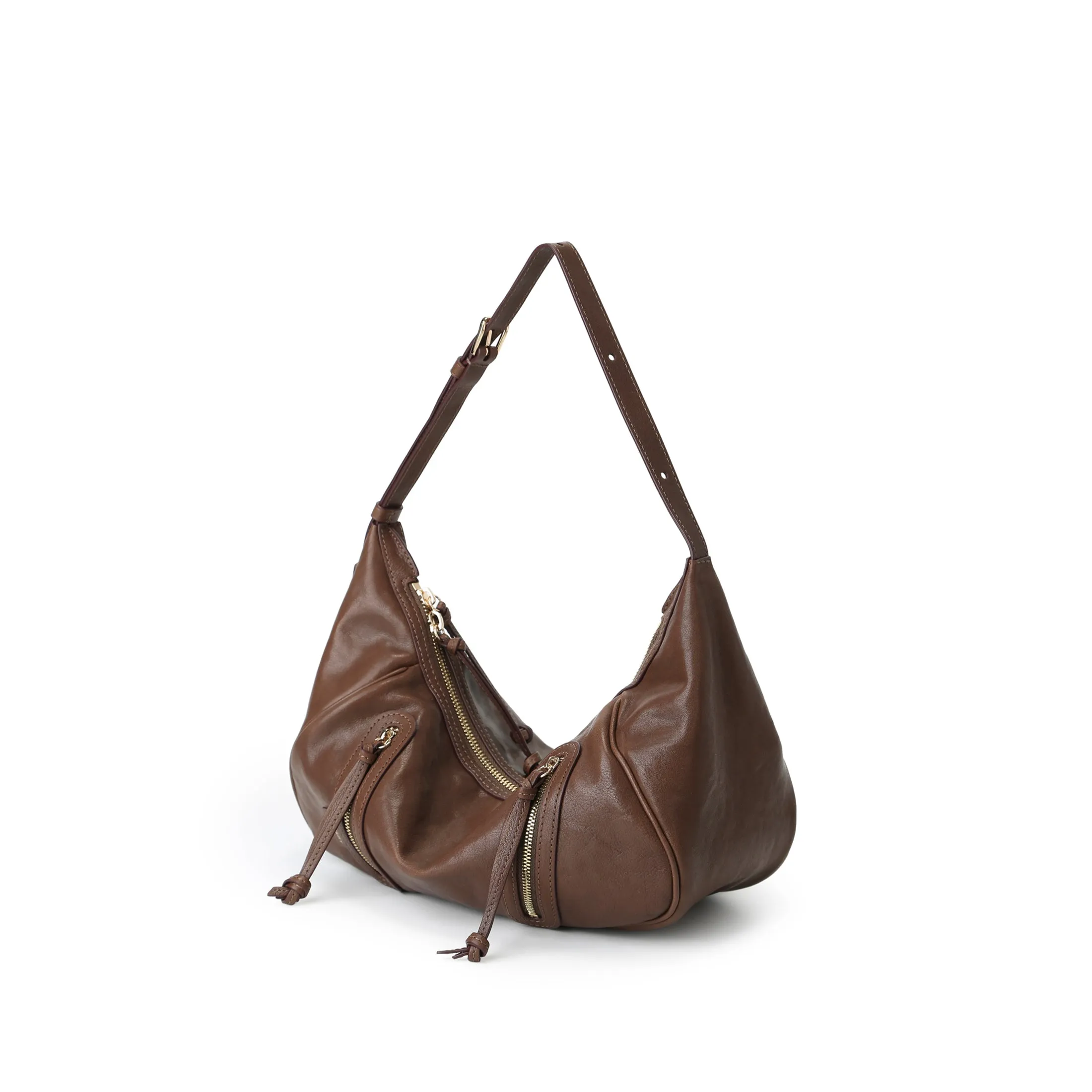 Ursula V11 2-Way Drape Hobo / Crossbody Bag Small - Cacao