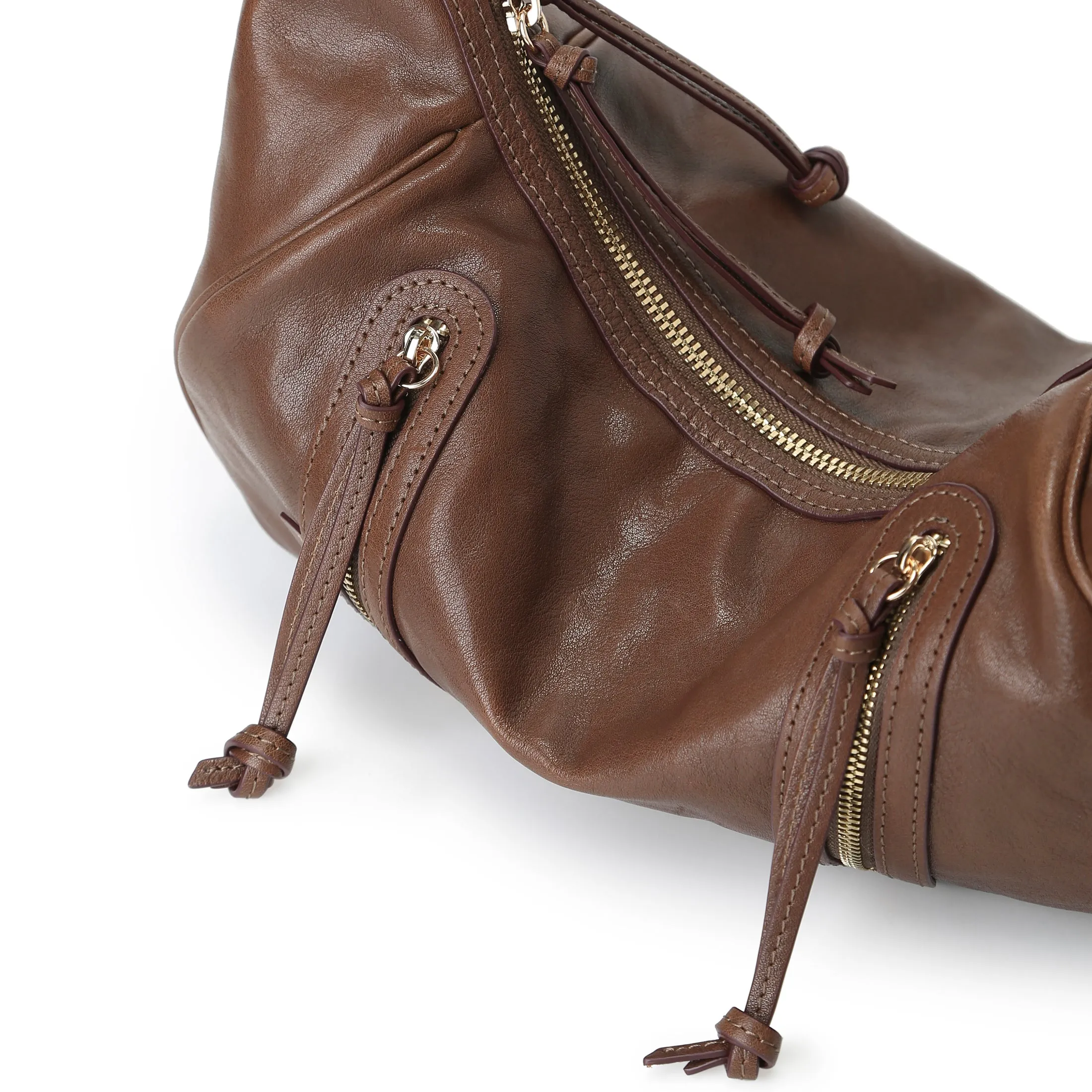 Ursula V11 2-Way Drape Hobo / Crossbody Bag Small - Cacao