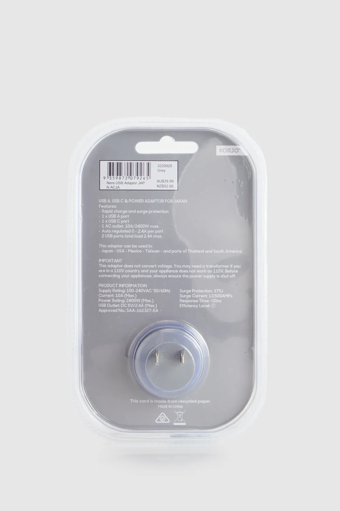 USB/-C Power Adaptor Aus/JPN