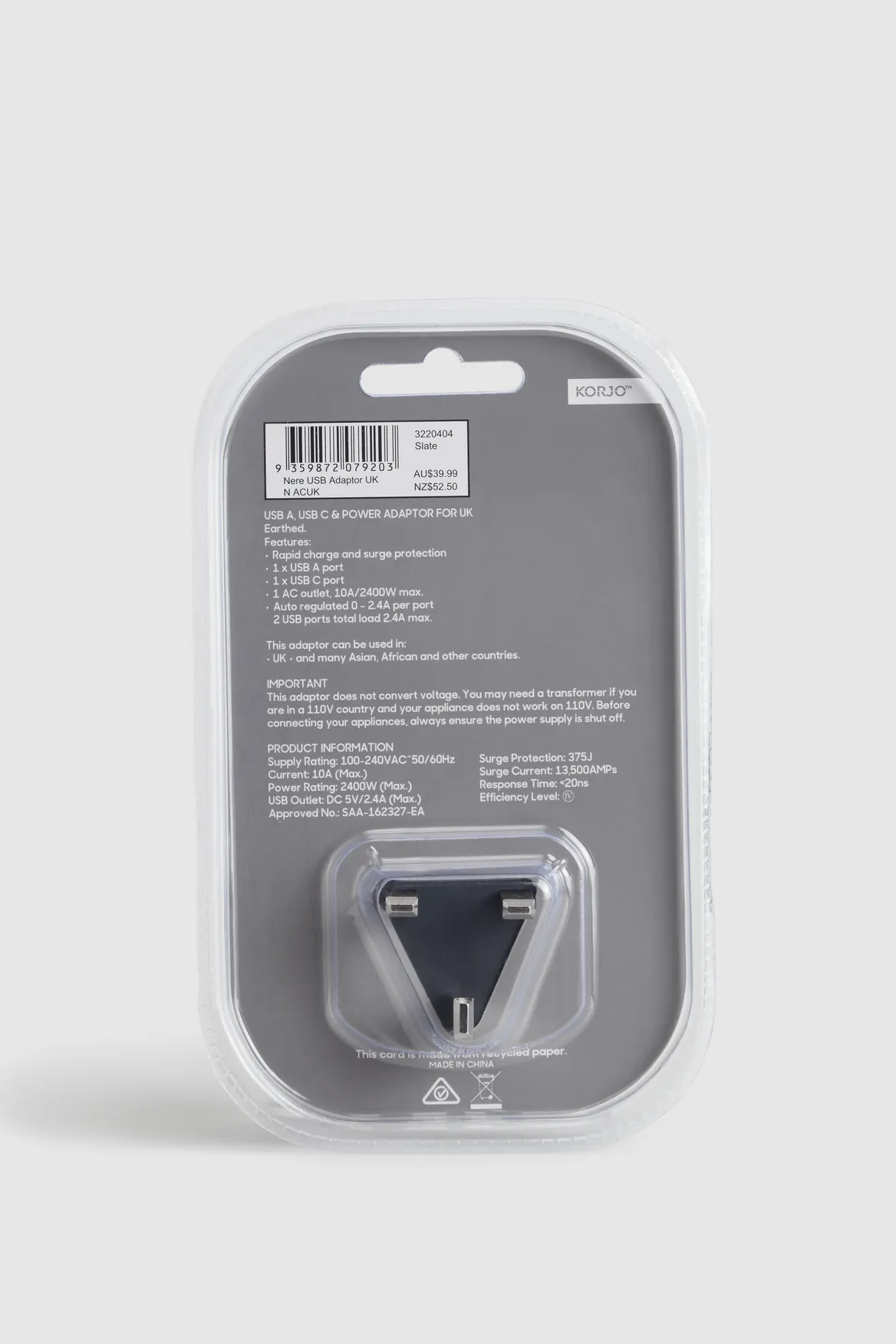 USB/-C Power Adaptor Aus/UK
