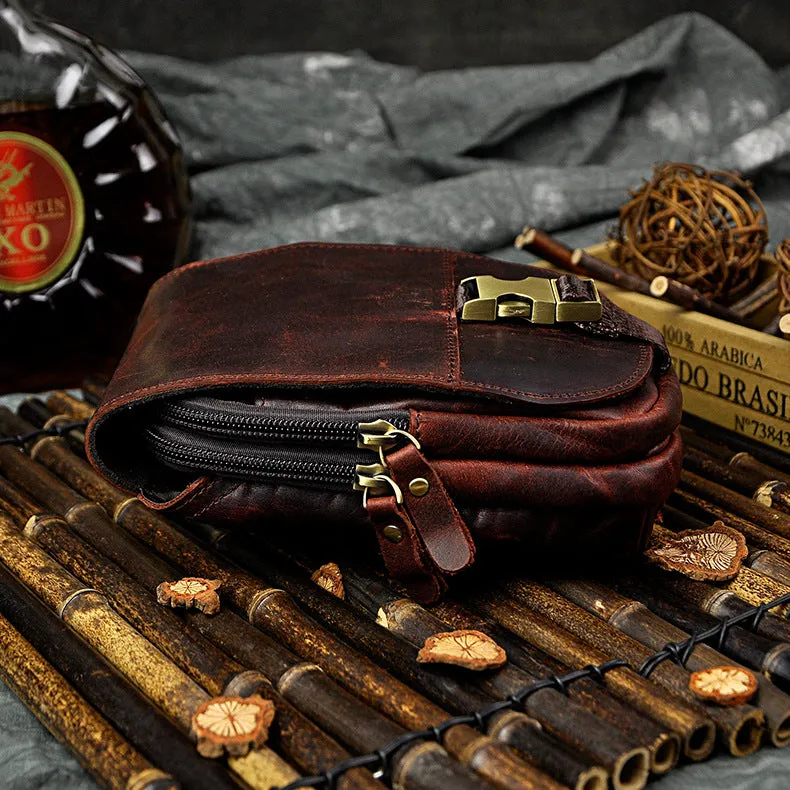 Vintage Leather Cigarette Case Belt Pouch for Men Waist Bags BELT BAG For Men