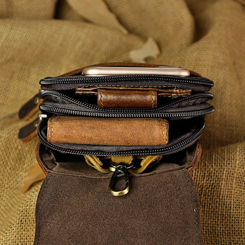Vintage Leather Cigarette Case Belt Pouch for Men Waist Bags BELT BAG For Men